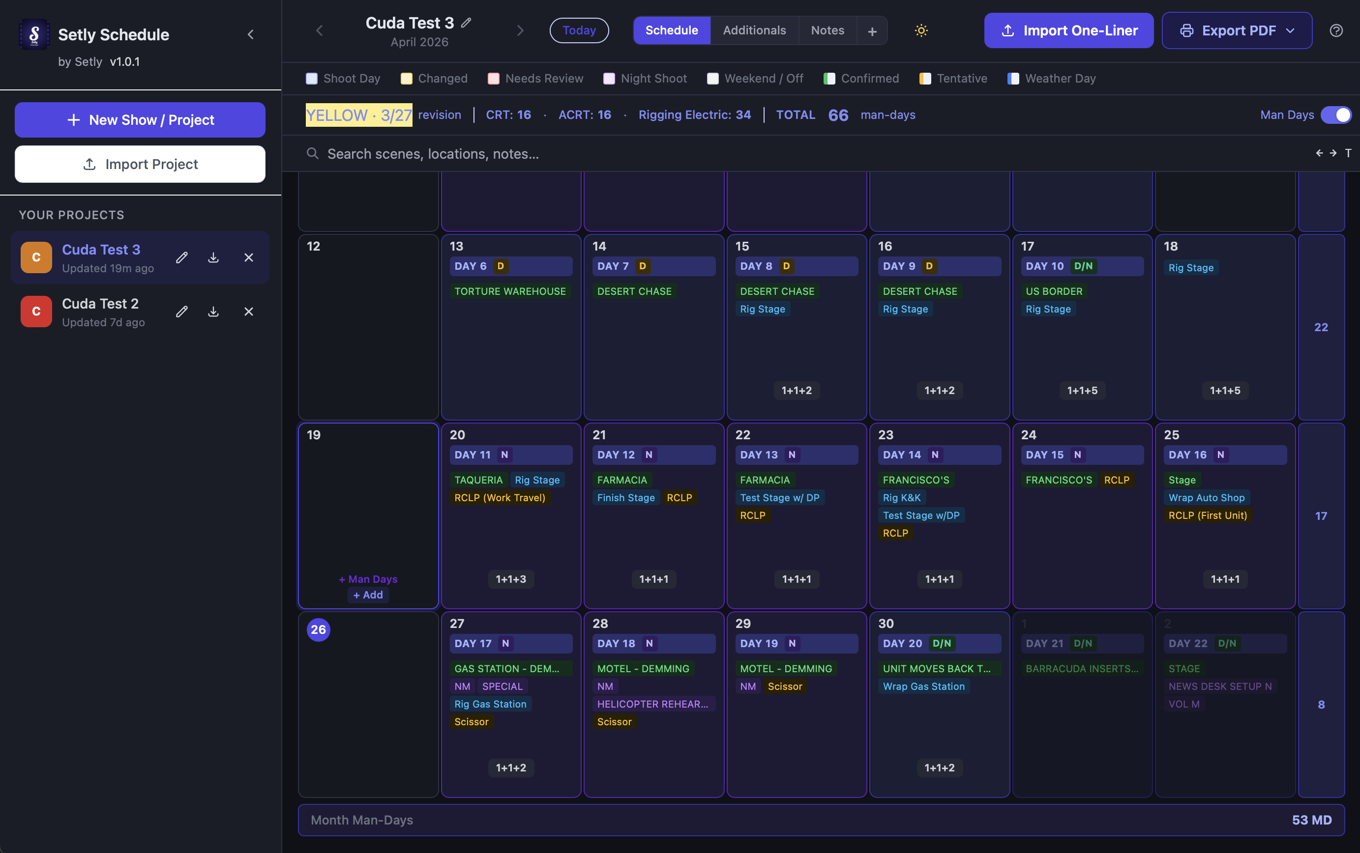 Setly Schedule app screenshot